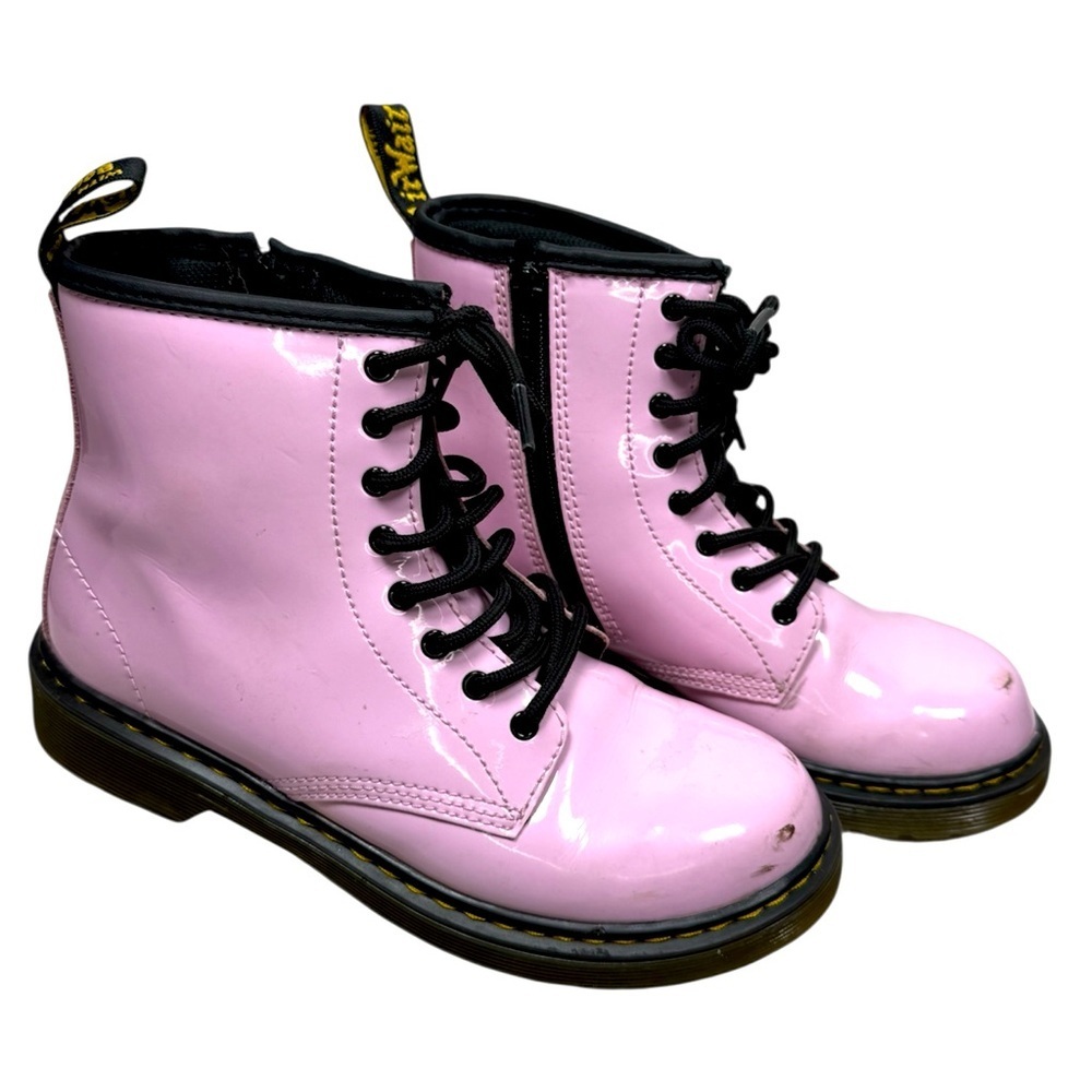 Dr.Martens 1460 Patent Leather Lace Up Boots Pale Pink Women Sz 5 Big kids 6.5